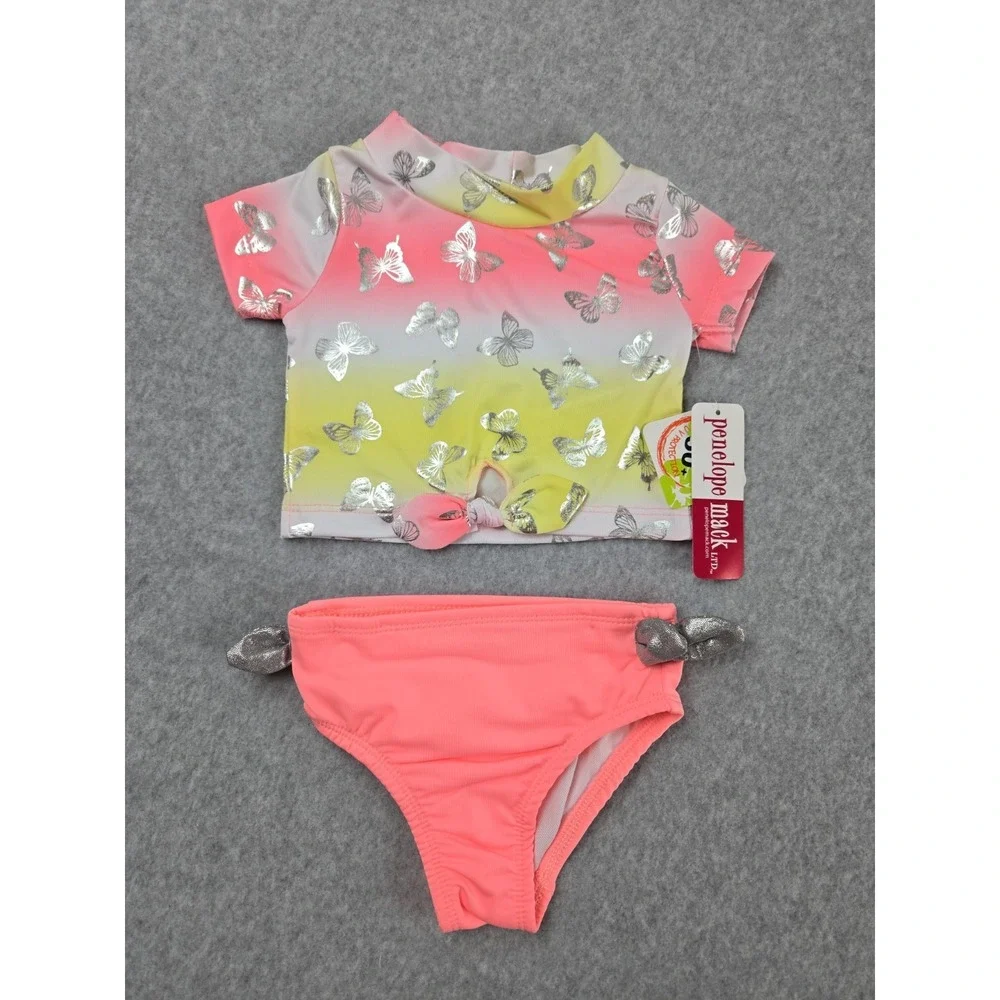Penelope Mack Girls Size 12 months 2 Piece Swimsuit Bathing Suit Butterflies NEW